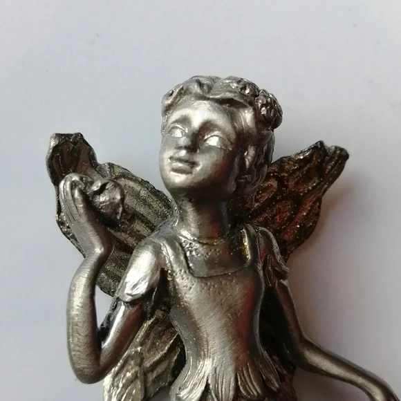 Vintage Peltro Cesellato a Mano Pewter Fairy Miniature Sculpture - Picture 4 of 13